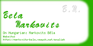 bela markovits business card